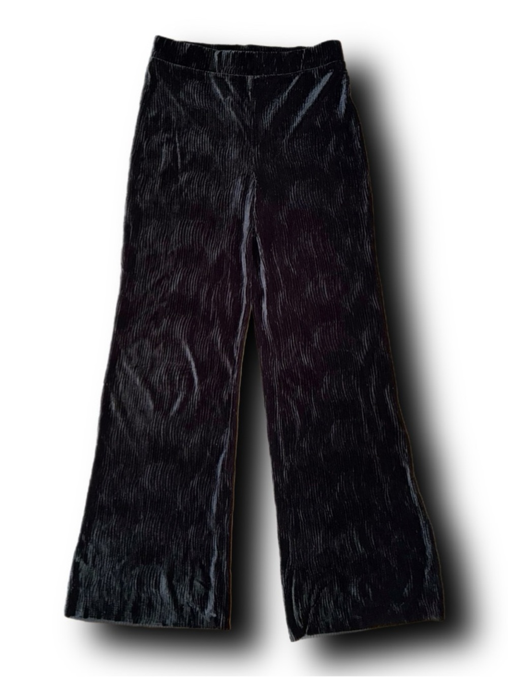 H&M Black Velvet Wide-Leg Pants with Wavy Embossed Pattern Whimsigoth Fall